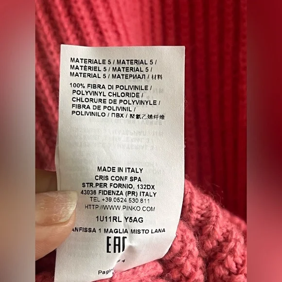 Pinko distressed ribbed knit sweater with a crystal-embellished collar - Picture 15 of 16